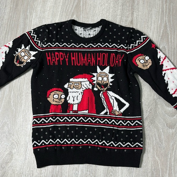Rick and Morty Happy Human Holiday/Christmas Knit Ugly Sweater size L - Picture 1 of 7